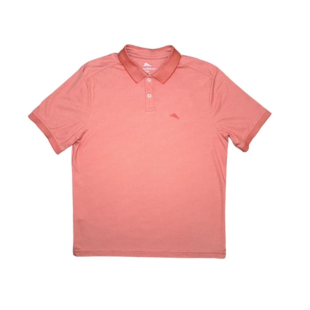 Tommy Bahama Short Sleeve Polo Shirt Mens Medium Coral  Marlin Logo